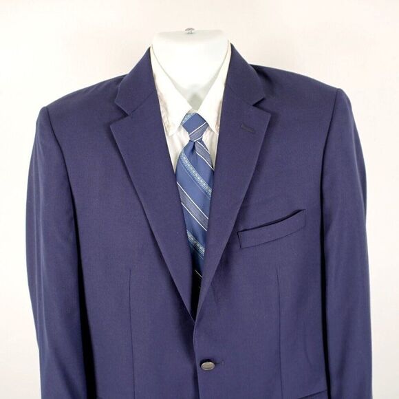 Jos A Bank Traveler's Tailored Fit Wool‎ 2 Button Blue Blazer / Suit Jacket 40R - Picture 1 of 14